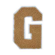 Load image into Gallery viewer, Letter Varsity Alphabets A to Z Light Brown Brandy Chenille & White Felt Tan Color 6 Inch