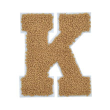 Load image into Gallery viewer, Letter Varsity Alphabets A to Z Light Brown Brandy Chenille & White Felt Tan Color 4 Inch