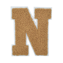 Load image into Gallery viewer, Letter Varsity Alphabets A to Z Light Brown Brandy Chenille & White Felt Tan Color 4 Inch