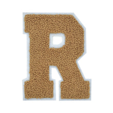 Load image into Gallery viewer, Letter Varsity Alphabets A to Z Light Brown Brandy Chenille & White Felt Tan Color 6 Inch