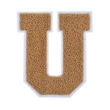 Load image into Gallery viewer, Letter Varsity Alphabets A to Z Light Brown Brandy Chenille & White Felt Tan Color 2.5 Inch