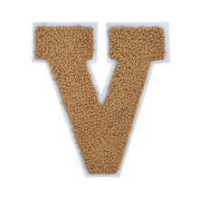 Load image into Gallery viewer, Letter Varsity Alphabets A to Z Light Brown Brandy Chenille & White Felt Tan Color 6 Inch