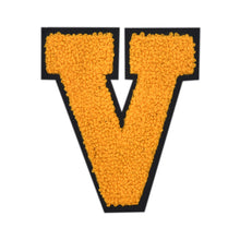 Load image into Gallery viewer, Letter Varsity Alphabets A to Z Yellow Chenille & Black Felt 4 Inch