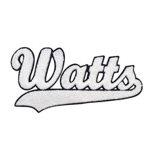Load image into Gallery viewer, Varsity City Name Watts in Multicolor Chenille Patch