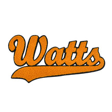 Load image into Gallery viewer, Varsity City Name Watts in Multicolor Chenille Patch