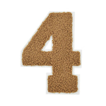 Load image into Gallery viewer, Varsity Numbers Light Brown Chenille & White Felt