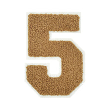 Load image into Gallery viewer, Varsity Numbers Light Brown Chenille & White Felt