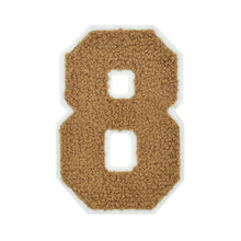 Load image into Gallery viewer, Varsity Numbers Light Brown Chenille & White Felt