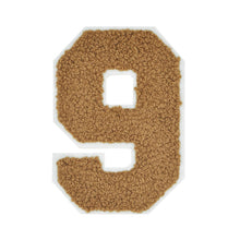 Load image into Gallery viewer, Varsity Numbers Light Brown Chenille & White Felt