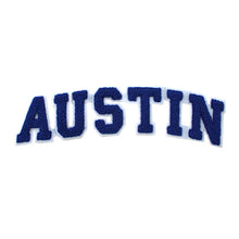 Load image into Gallery viewer, Varsity City Name Austin in Multicolor Chenille Patch