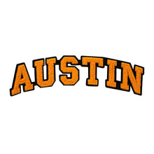 Load image into Gallery viewer, Varsity City Name Austin in Multicolor Chenille Patch