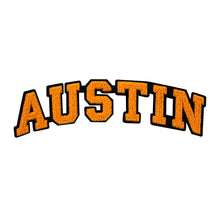 Load image into Gallery viewer, Varsity City Name Austin in Multicolor Chenille Patch
