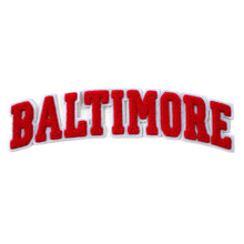 Load image into Gallery viewer, Varsity City Name Baltimore in Multicolor Chenille Patch