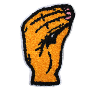 Italian Hand Pinched Fingers Gesture in Multicolor Chenille Patch