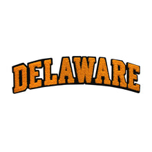 Load image into Gallery viewer, Varsity State Name Delaware in Multicolor Chenille Patch
