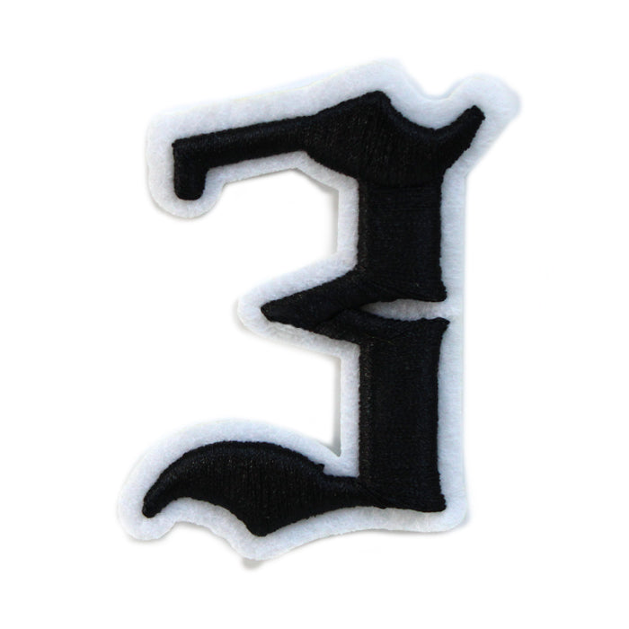 3D Old English Roman Font Number 0 to 9 Size 2, 3 inches White Embroid –  tackletwill