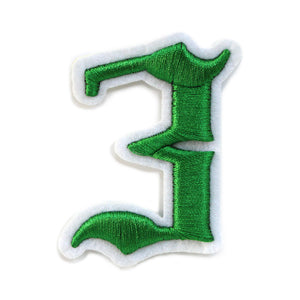 3D Old English Roman Font Number 0 to 9 Size 2, 3 inches Green Embroidery Patch