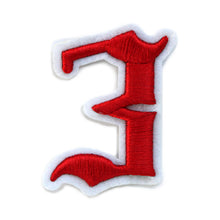 Load image into Gallery viewer, 3D Old English Roman Font Number 0 to 9 Size 2, 3 inches Red Embroidery Patch