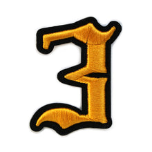 Load image into Gallery viewer, 3D Old English Roman Font Number 0 to 9 Size 2, 3 inches Yellow Embroidery Patch
