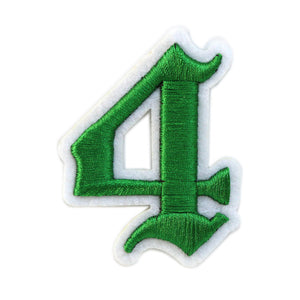 3D Old English Roman Font Number 0 to 9 Size 2, 3 inches Green Embroidery Patch