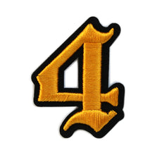 Load image into Gallery viewer, 3D Old English Roman Font Number 0 to 9 Size 2, 3 inches Yellow Embroidery Patch