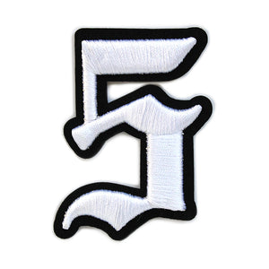 3D Old English Roman Font Number 0 to 9 Size 2, 3 inches White Embroidery Patch