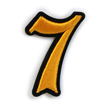 Load image into Gallery viewer, 3D Old English Roman Font Number 0 to 9 Size 2, 3 inches Yellow Embroidery Patch