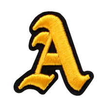 Load image into Gallery viewer, 3D Old English Roman Font Alphabets A To Z Size 2 Inches Yellow Embroidery Patch