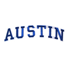 Load image into Gallery viewer, Varsity City Name Austin in Multicolor Embroidery Patch