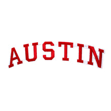 Load image into Gallery viewer, Varsity City Name Austin in Multicolor Embroidery Patch