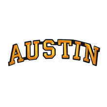 Load image into Gallery viewer, Varsity City Name Austin in Multicolor Embroidery Patch