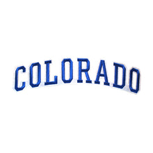 Load image into Gallery viewer, Varsity State Name Colorado in Multicolor Embroidery Patch
