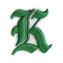 Load image into Gallery viewer, 3D Old English Roman Font Alphabets A To Z Size 3 Inches Green Embroidery Patch