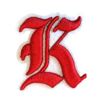 Load image into Gallery viewer, 3D Old English Roman Font Alphabets A To Z Size 3 Inches Red Embroidery Patch