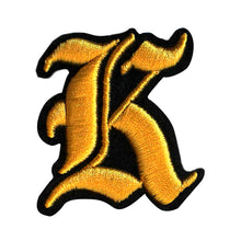 Load image into Gallery viewer, 3D Old English Roman Font Alphabets A To Z Size 2 Inches Yellow Embroidery Patch