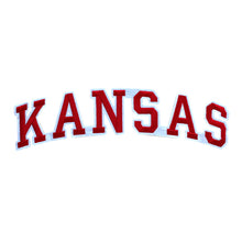Load image into Gallery viewer, Varsity State Name Kansas in Multicolor Embroidery Patch
