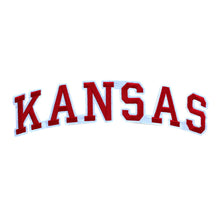 Load image into Gallery viewer, Varsity State Name Kansas in Multicolor Embroidery Patch
