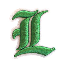 Load image into Gallery viewer, 3D Old English Roman Font Alphabets A To Z Size 2 Inches Green Embroidery Patch