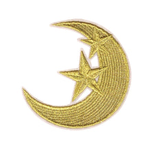 Load image into Gallery viewer, Moon Stars in Gold and Silver Embroidery Patch