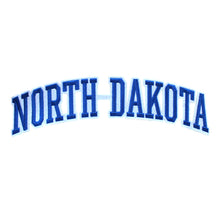 Load image into Gallery viewer, Varsity State Name North Dakota in Multicolor Embroidery Patch