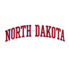 Load image into Gallery viewer, Varsity State Name North Dakota in Multicolor Embroidery Patch