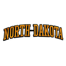 Load image into Gallery viewer, Varsity State Name North Dakota in Multicolor Embroidery Patch