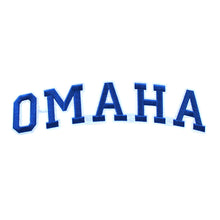 Load image into Gallery viewer, Varsity City Name Omaha in Multicolor Embroidery Patch