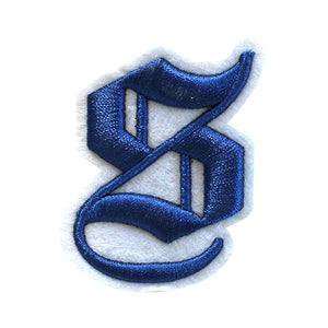 3D Old English Roman Font Alphabets A To Z Size 2 Inches Royal Blue Embroidery Patch