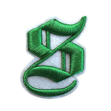 Load image into Gallery viewer, 3D Old English Roman Font Alphabets A To Z Size 3 Inches Green Embroidery Patch