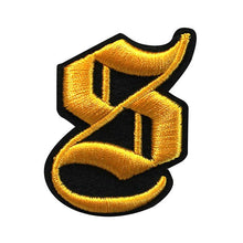 Load image into Gallery viewer, 3D Old English Roman Font Alphabets A To Z Size 3 Inches Yellow Embroidery Patch

