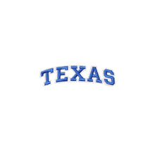 Load image into Gallery viewer, Varsity State Name Texas in Multicolor Embroidery Patch