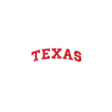 Load image into Gallery viewer, Varsity State Name Texas in Multicolor Embroidery Patch