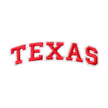 Load image into Gallery viewer, Varsity State Name Texas in Multicolor Embroidery Patch