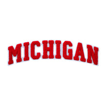 Load image into Gallery viewer, Varsity State Name Michigan in Multicolor Chenille Patch